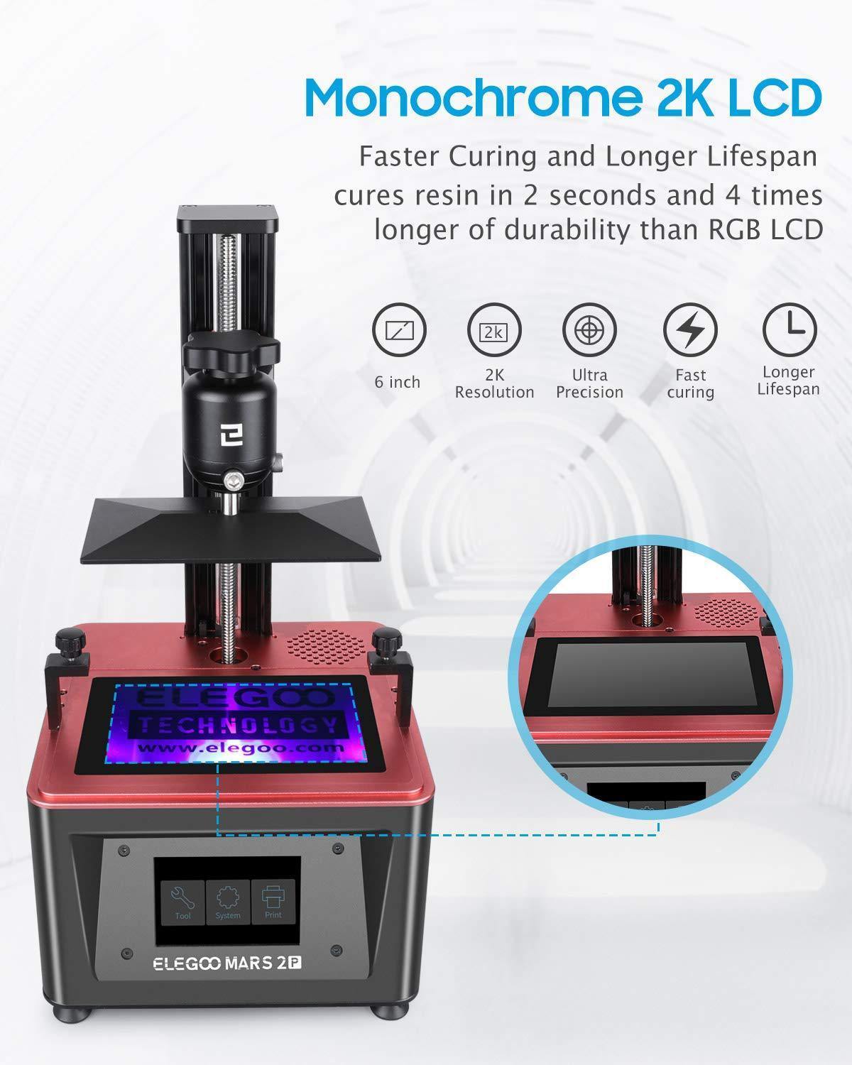 ELEGOO Mars 2 Pro Mono LCD MSLA Resin 3D Printer with Air Purifier